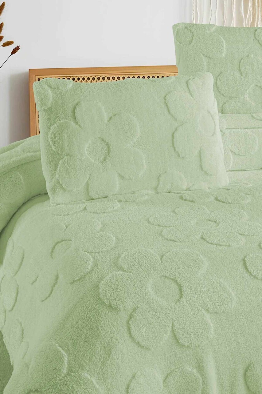 Set cuvertura Single 160x220 cm, 2 piese, L'essentiel Maison, Fleura, Poliester, Verde