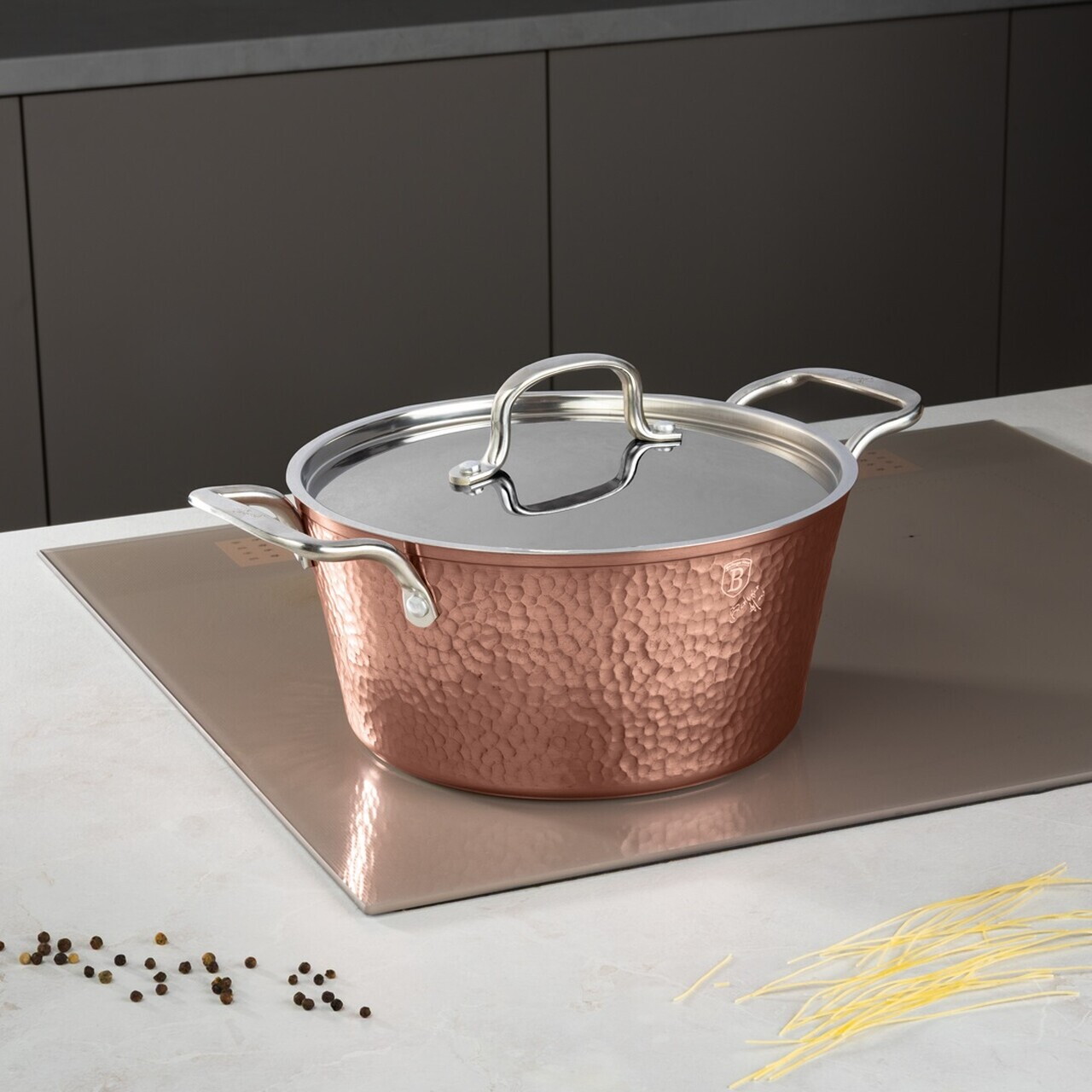 Oala cu capac Berlinger Haus, Hammered Copper, 24 cm, 4.1 L, aluminiu forjat, cupru - view 2