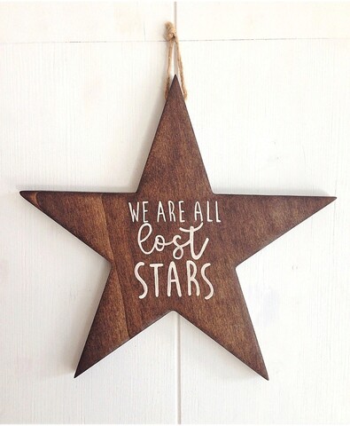 Decoratiune de perete, lost stars, 35x32x1.8 cm, lemn , nuc