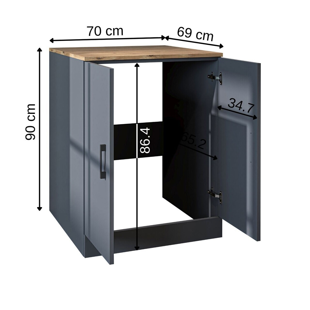 Dulap masina de spalat, Hanah Home, 1016.56, 70x90x69 cm, PAL MELAMINAT, Pin Atlantic / Antracit — imaginea 6