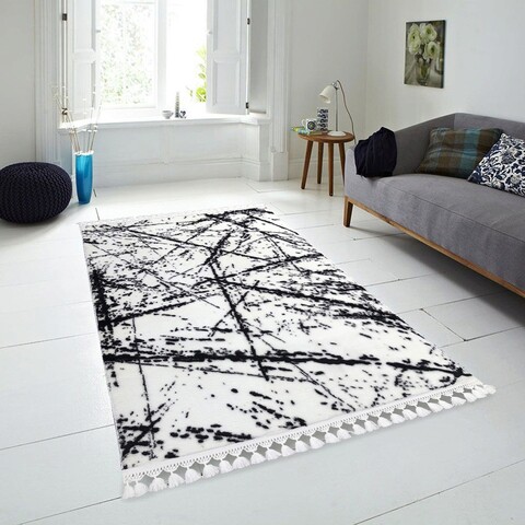 Covor, safari, 120x170 cm, poliester, alb negru