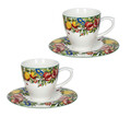 Set 2 cesti cu farfurie pentru cafea, Prospero, Brandani, 12.5x6.5 cm, 60 ml, portelan New Bone China
