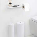 Suport hartie igienica cu raft depozitare, Brabantia, MindSet, 42x9x4.5 cm, otel, Alb