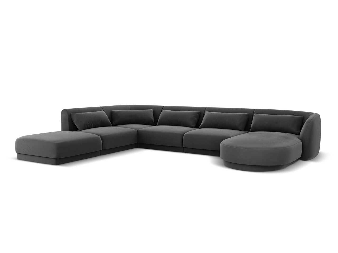 Coltar panoramic stanga 6 locuri, Tulum, Cosmopolitan Design, 330x255x70 cm, catifea, gri - 1 | YEO