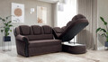 Coltar extensibil dreapta 3 locuri ELTAP, L-004, Lord, 243x180x112 cm, lemn/poliester, maro inchis/negru