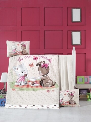 Lenjerie de pat pentru copii, victoria, cookie time, 4 piese, 100% bumbac ranforce, multicolor