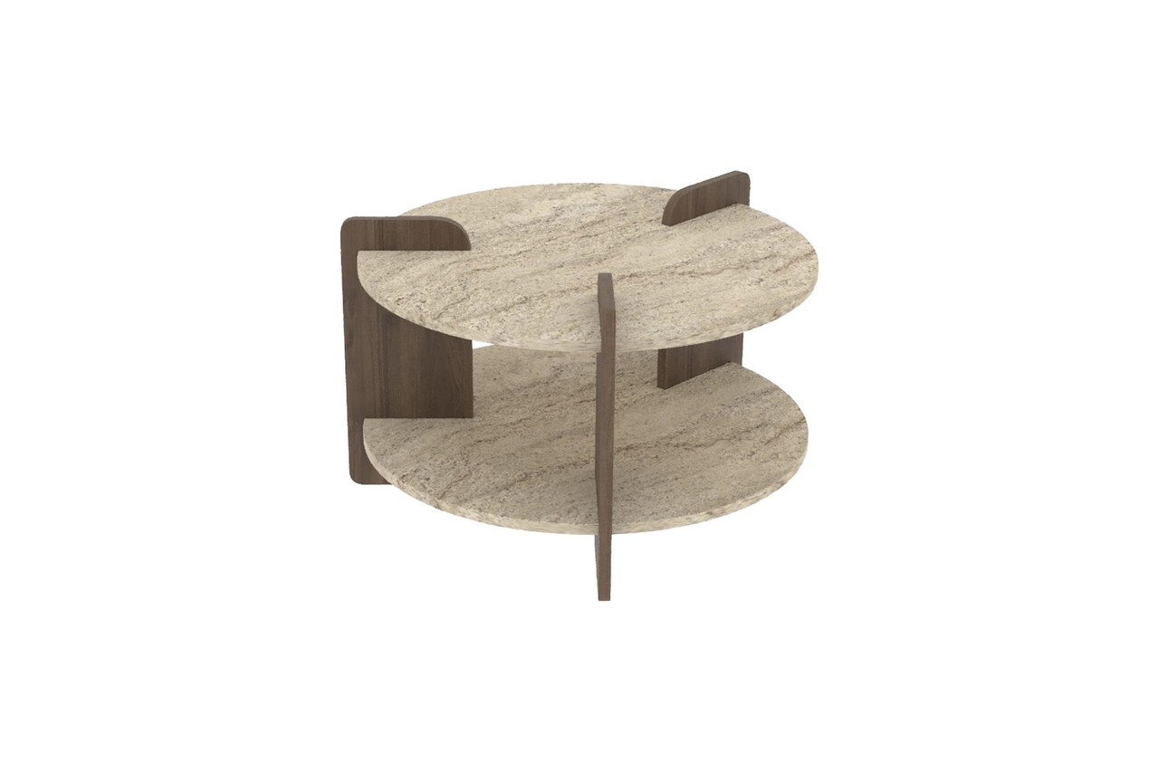 Masuta de cafea, Hanah Home, Oalla, 70x45x70 cm, Travertin / Nuc - view 5