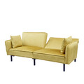 Canapea extensibila Canto, Homla, 199x90x85 cm, lemn/catifea din poliester, mustar