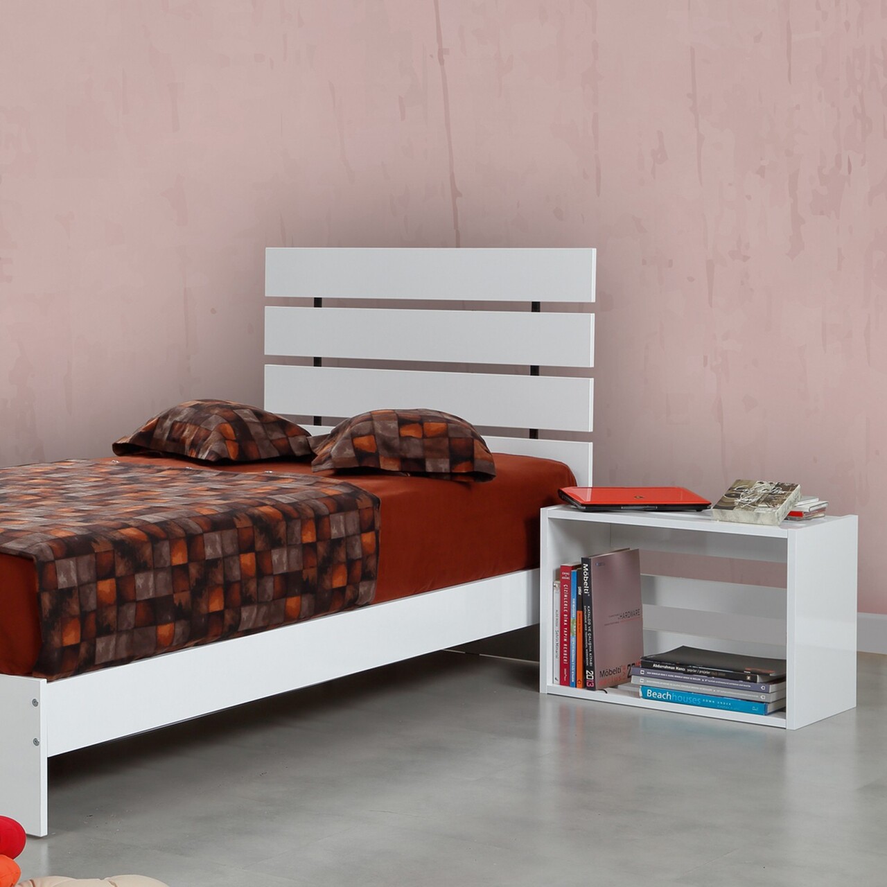 Pat de o persoană, Comforty, Fuga 120, 125x100x205 cm, PAL, Alb - 2 | YEO