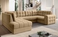 Coltar extensibil stanga 5 locuri ELTAP, LT-09MO, Blewett, 299x198x82 cm, lemn/poliester, maro deschis