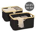 Cos pentru rufe Ecori, Wenko, 40x33x21.5 cm, bambus/poliester/polietilena, natur/negru