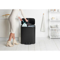Cos de gunoi cu pedala, Brabantia, Bo Pedal, 2x30 L, 36.3x54.1x65.2 cm, otel, negru mat