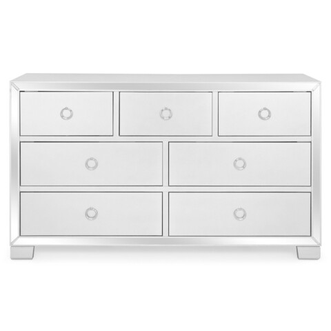 Comoda lata, opera, 146 x 40 x 88 cm, mdf/oglinda, alb mat