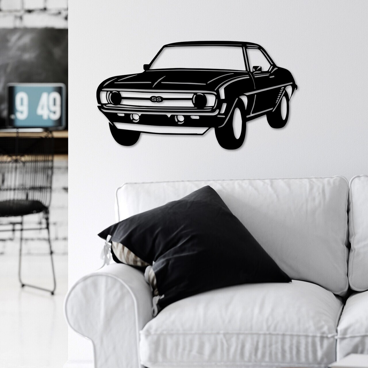 Decoratiune de perete, Chevrolet Camaro SS, Dimensiune: 60 x 33 cm , Negru