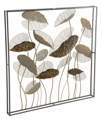 Decoratiune de perete 3d lotus, mauro ferretti, 100x100 cm, fier