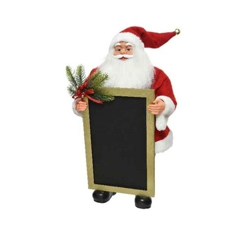 Decoratiune Santa w chalkboard, Decoris, 30x25x63 cm, poliester, rosu