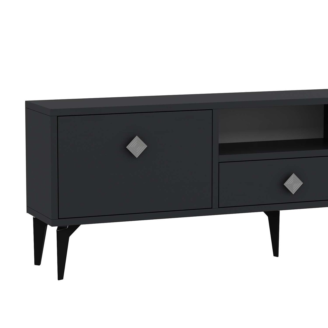 Comoda TV, Hanah Home, 1304-DROP-1, 140x49x30 cm, PAL , Antracit / Argintiu - view 5