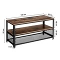 Comoda TV / masuta cafea, Vasagle, TV pana la 43 inch, 100 x 40 x 52 cm, otel/PAL, maro rustic
