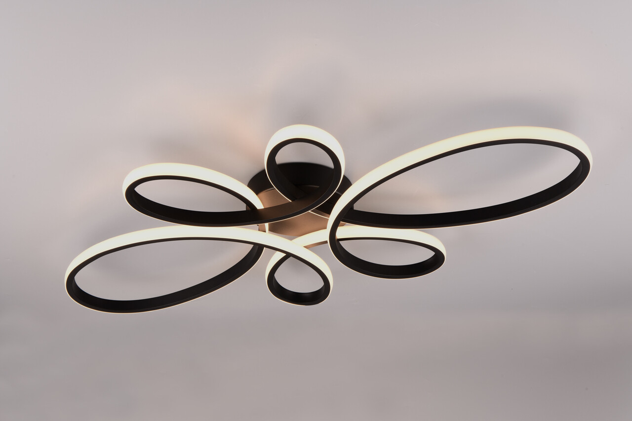 Plafoniera Fly, TRIO, 83x45.5x7.5 cm, 32W, 1x SMD, metal, negru mat