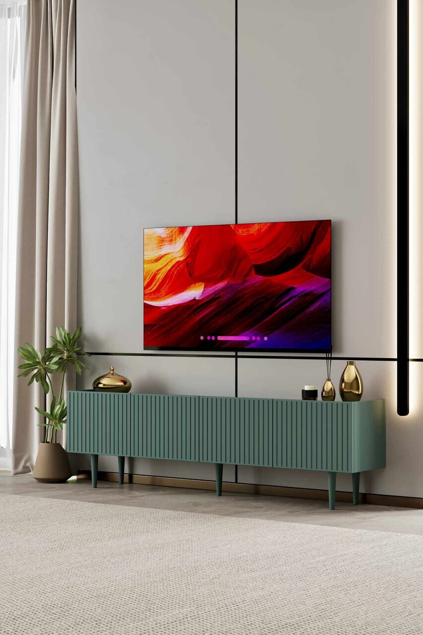Comoda TV, Hanah Home, Capella 160, 160x50x29 cm, MDF, Verde - view 2