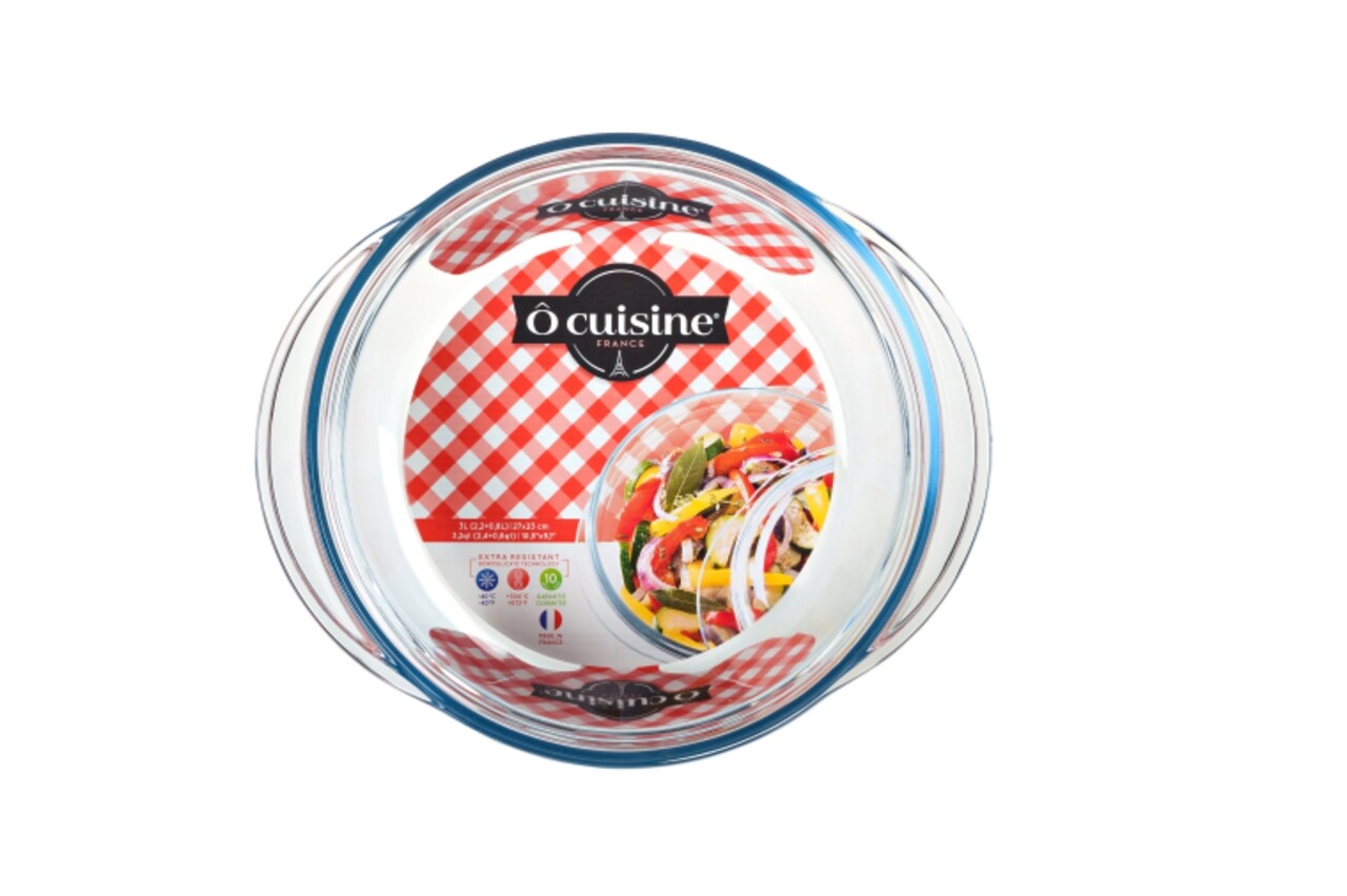 Vas de copt termorezistent cu capac, Ocuisine, 2.3 L, sticla