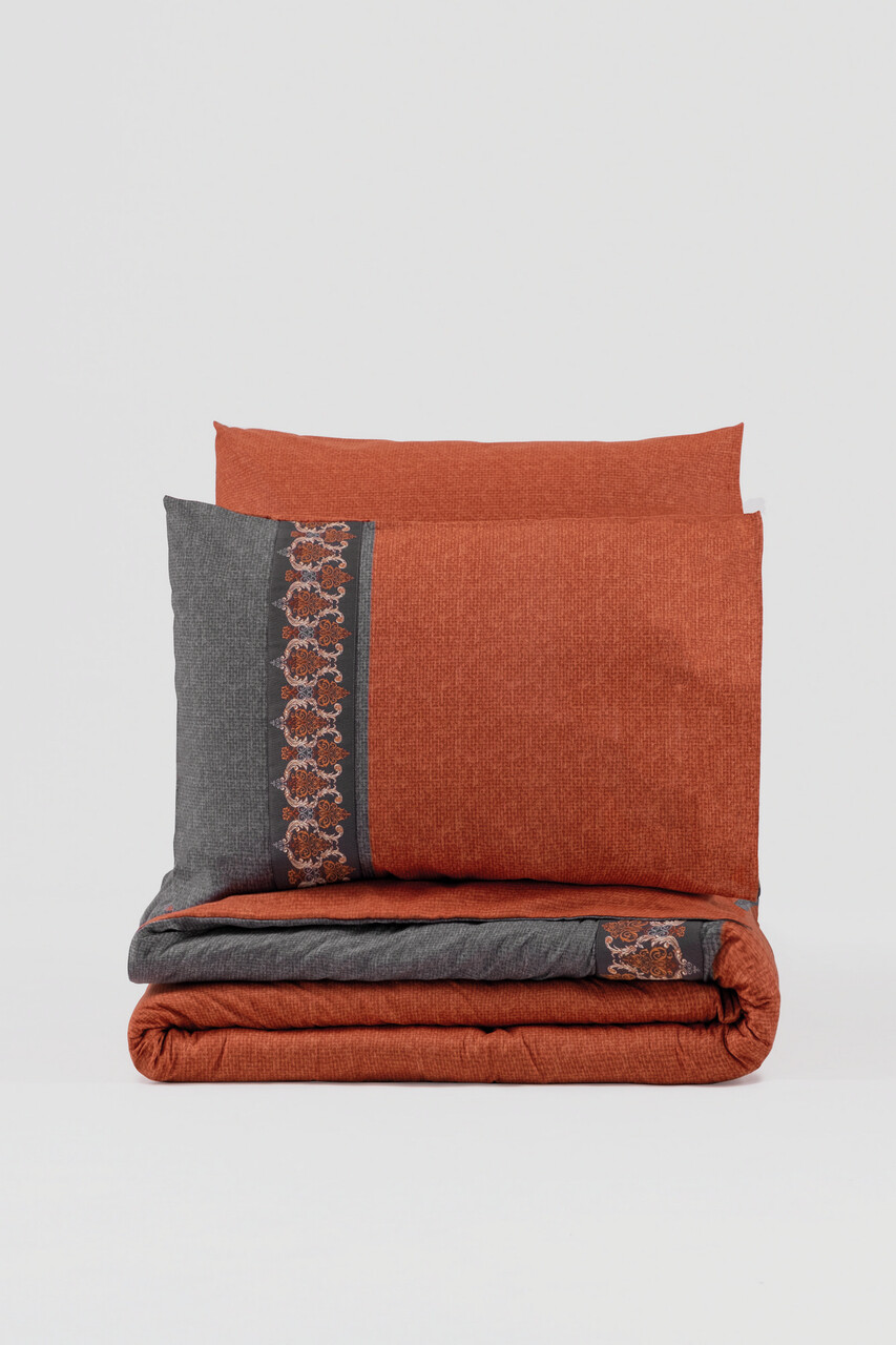 Lenjerie de pat dubla, Tamaya - Tile Red, Cotton Box, Bumbac Ranforce