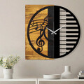 Ceas de perete, Wooden Clock 11, Lemn/metal, Dimensiune: 58 x 3 x 58 cm, Nuc / Negru