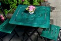 Set masa cu 2 scaune, Valovi, Bistro, mdf/metal, verde/negru