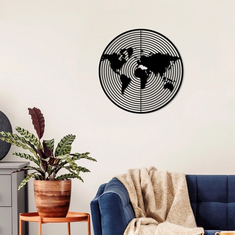 Decoratiune de perete, dart world, metal, dimensiune: 60 x 60 cm, negru