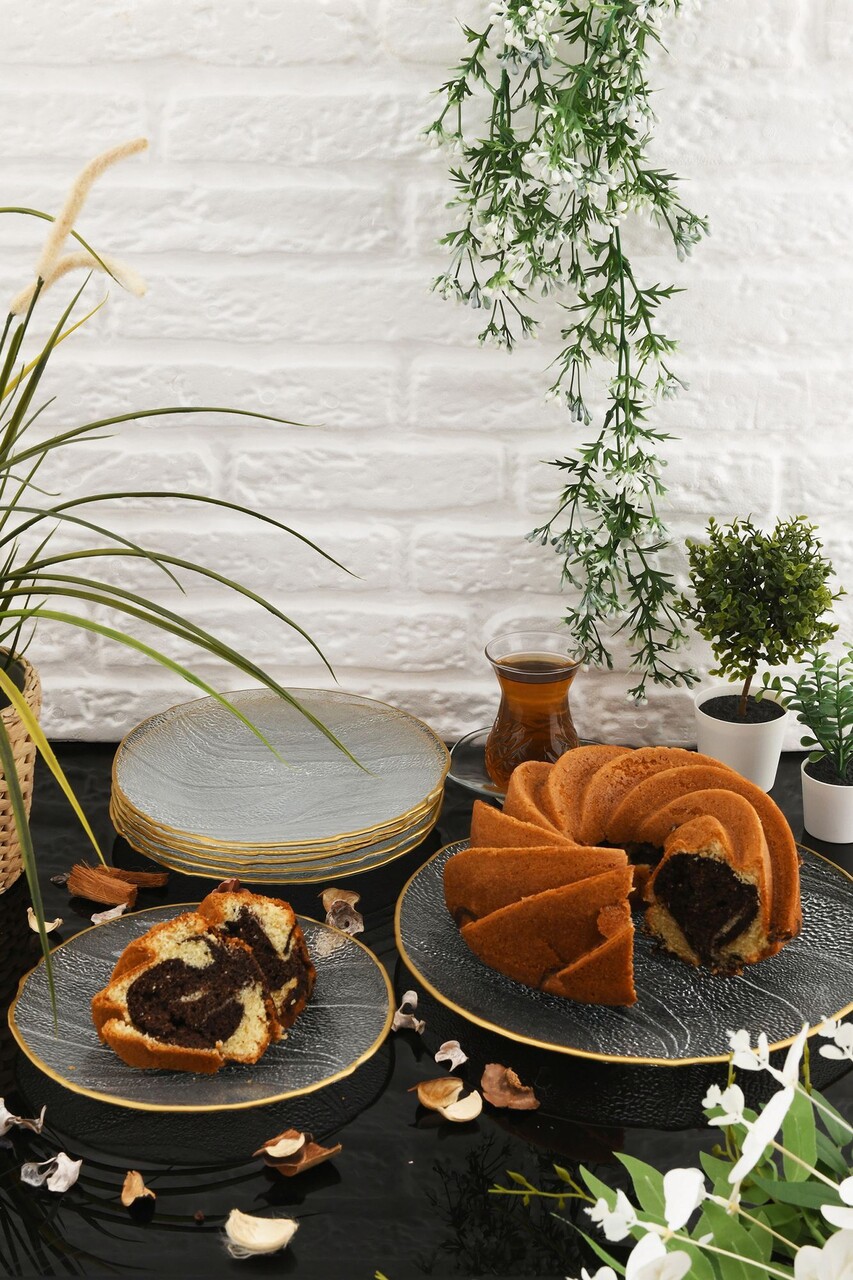Set platouri servire desert, Hermia, 330SBL1108, Farfurie: 21 cm (6 bucăți), Transparent - imagine 3