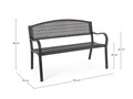 Banca pentru gradina Lizette, Bizzotto, 123 x 55 x 84 cm, otel tratat pentru exterior, gri carbune