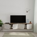Comoda TV, Decortie, Spark, 180 x 35 x 35.6 cm, pal melaminat, stejar/alb