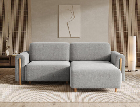 Coltar extensibil dreapta 3 locuri ELTAP, RT-O-04AMO, Acossta, 244x154x95 cm, lemn/poliester, gri deschis/natur