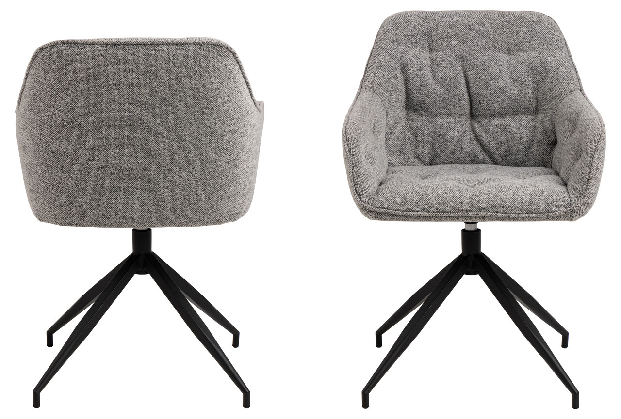 Scaun Brooke, Actona, 57x54.5x82 cm, rotativ, tesatura Boucle/otel, gri - view 7