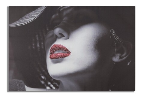 Tablou decorativ lady with hat, mauro ferretti, 80x120 cm, canvas/lemn de pin