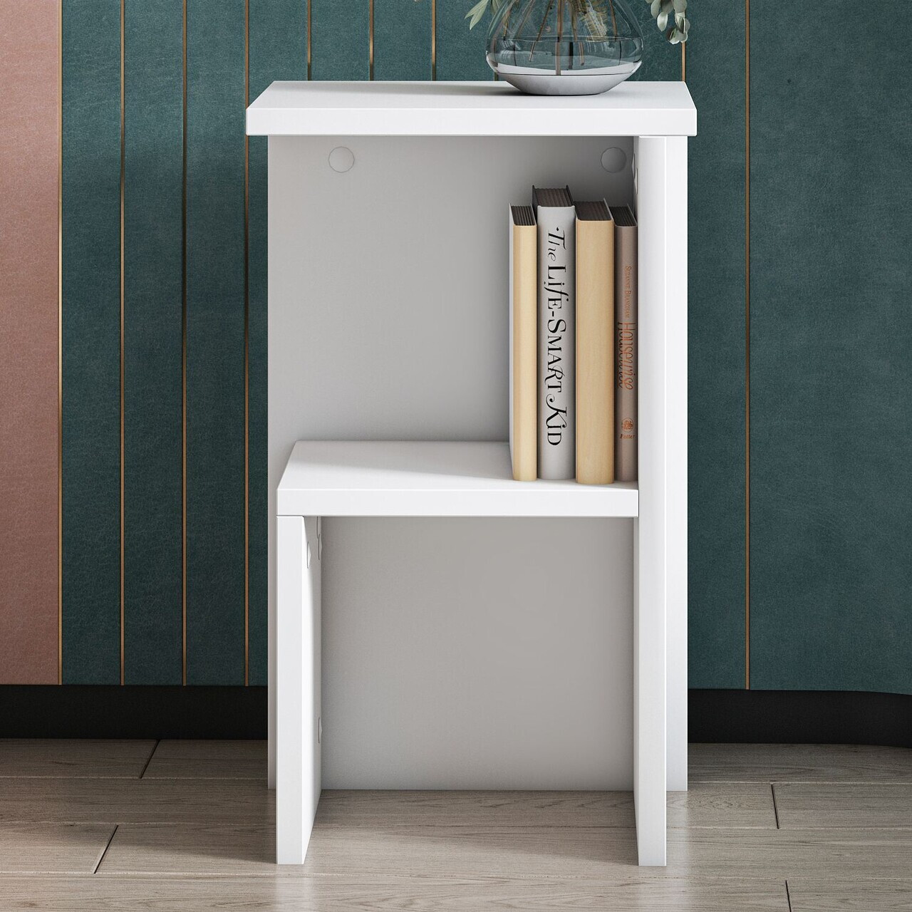Noptiera, Hanah Home, Roisin, 29.6x50x29.6 cm, PAL, Alb — imaginea 2