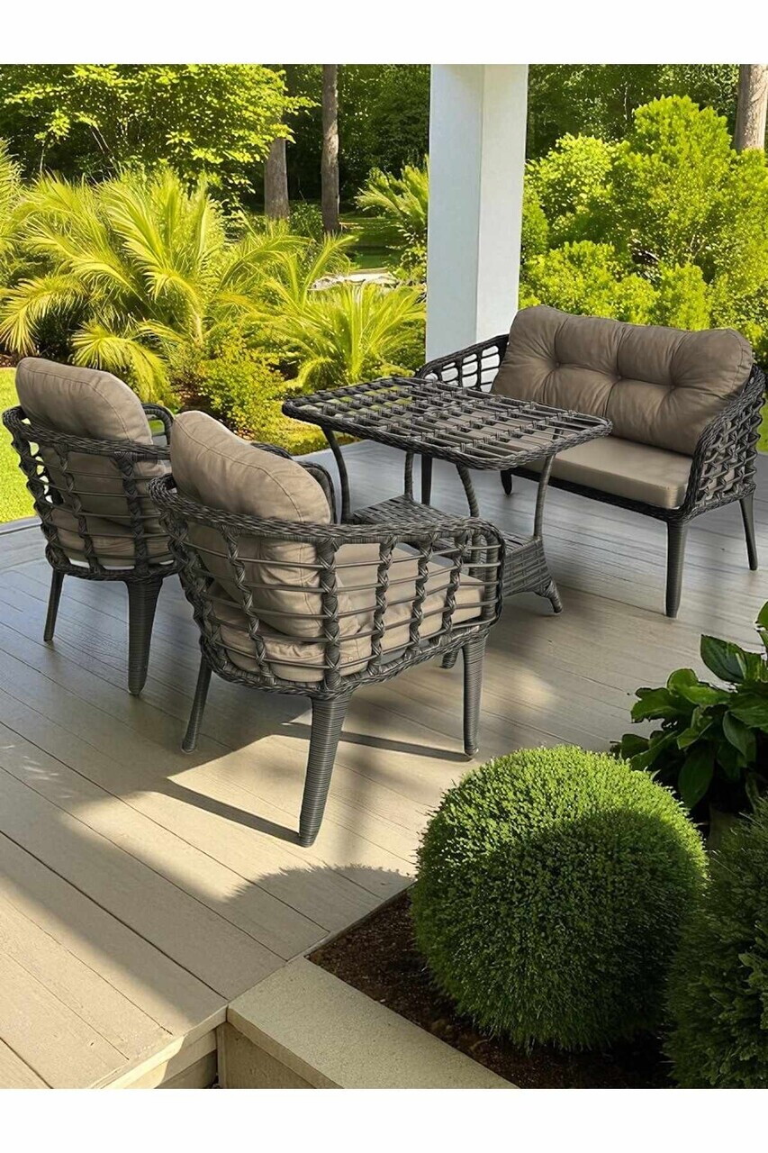 Set mobilier de gradina, Hanah Home, Manolya, ALUMINIU, Gri - view 3