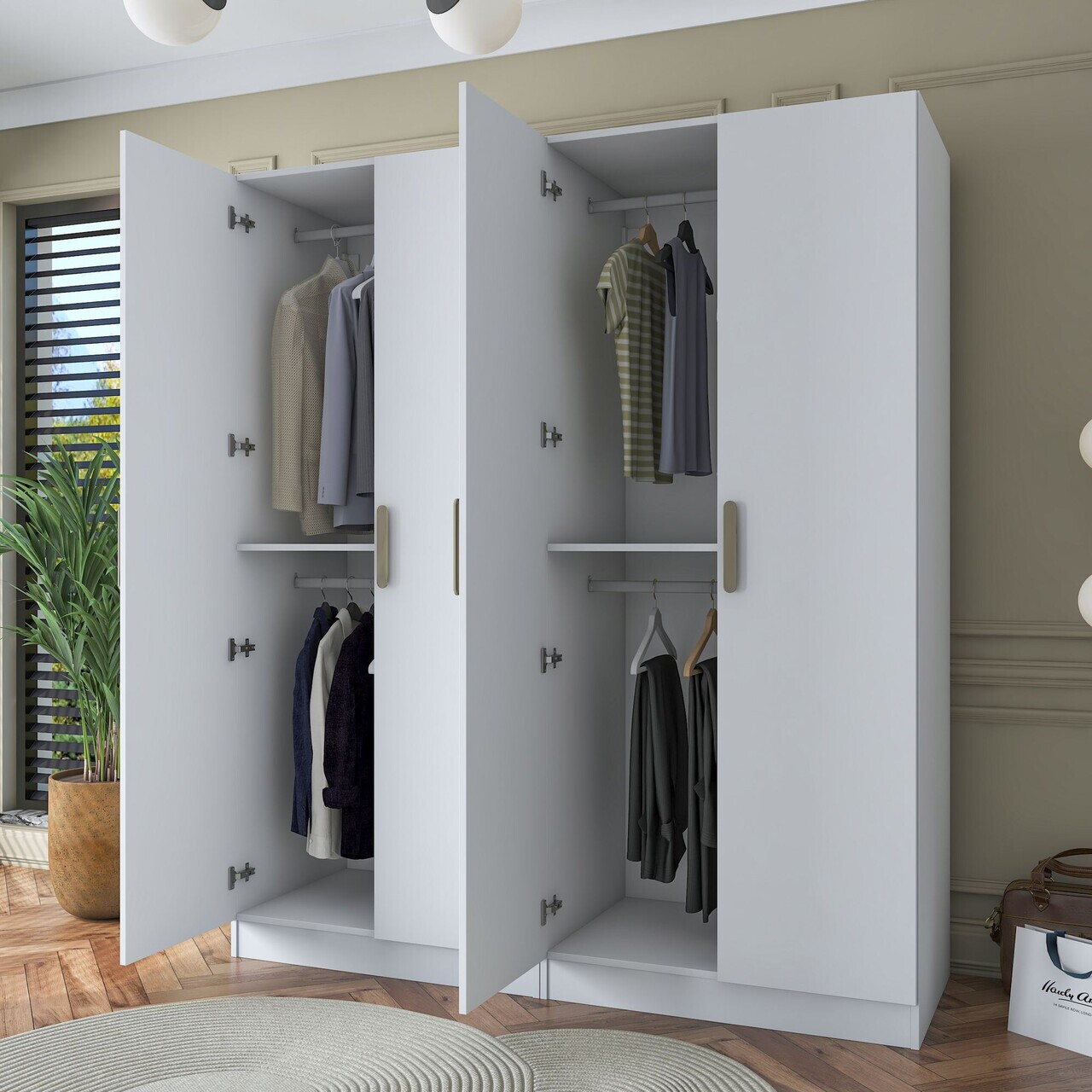 Dulap pentru haine, Hanah Home, BA163, 180x210x57.5 cm, PAL melaminat, Alb - view 4