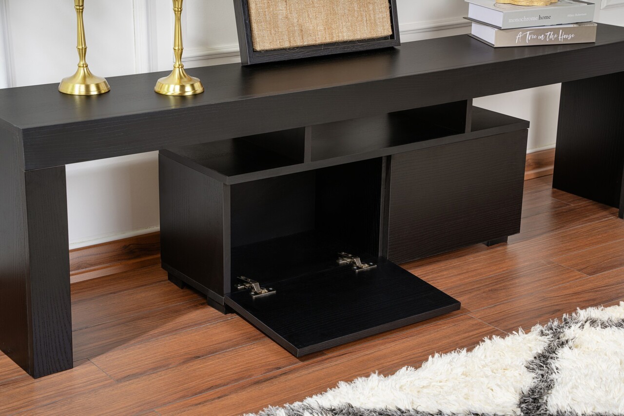 Comoda TV, Nordure, Enclave, 180x50x31.3 cm, Negru din lemn - 2 | YEO