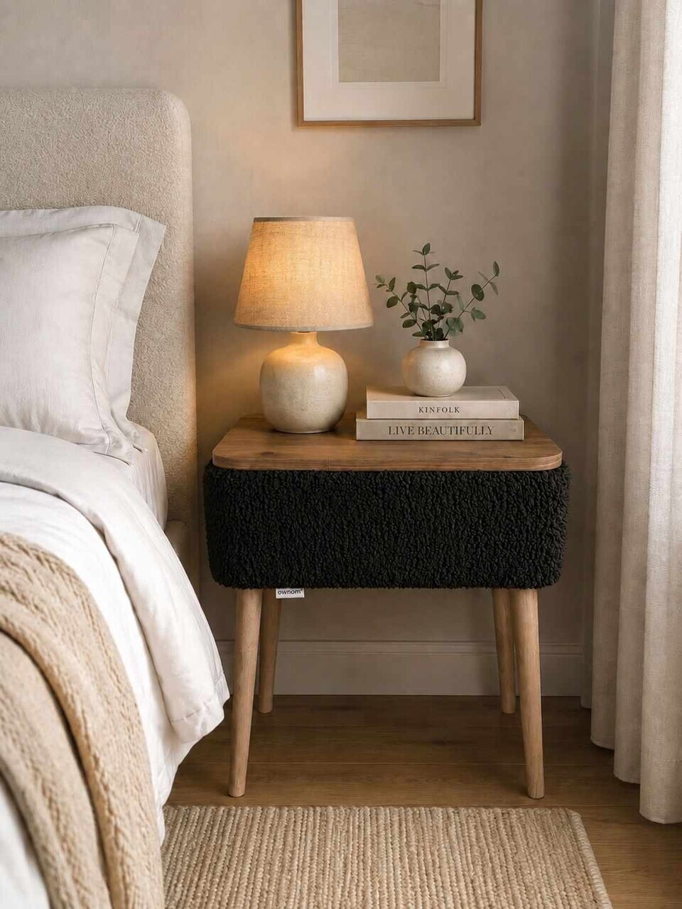 Noptiera, Hanah Home, Nova, 45x55x30 cm, Negru — imaginea 2