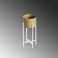 Ghiveci, GED-026-C, 23x48x23 cm, Metal, Alb/Auriu