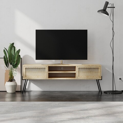 Comoda TV Naïve, Decotie, 143×35.6×50.7 cm, PAL melaminat, oak Decortie imagine 2022 by aka-home.ro