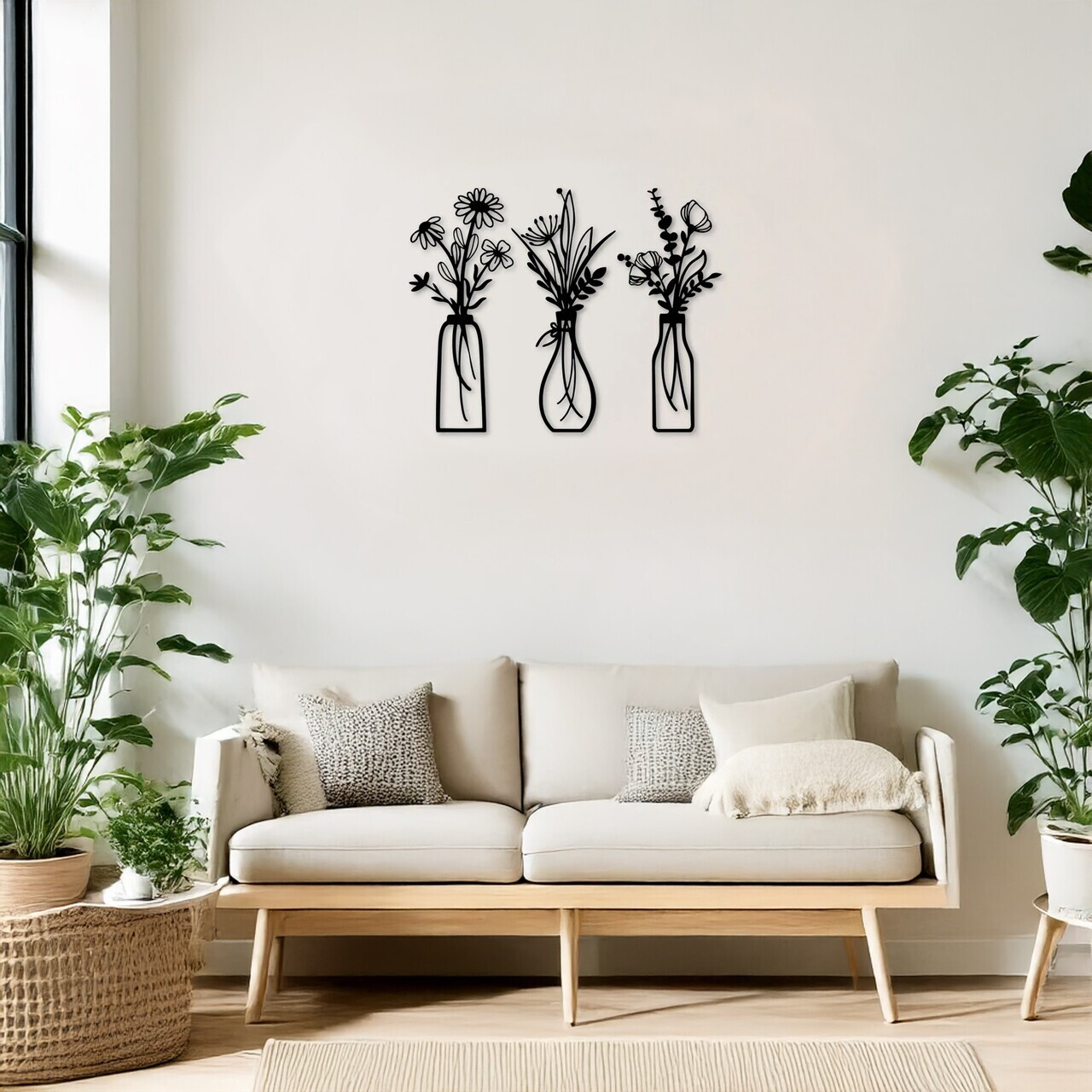 Set de accesorii decorative de perete din metal, DCV-1095-MT, Dimensiune: 15 x 40 cm (3 bucăți), Negru — imaginea 3