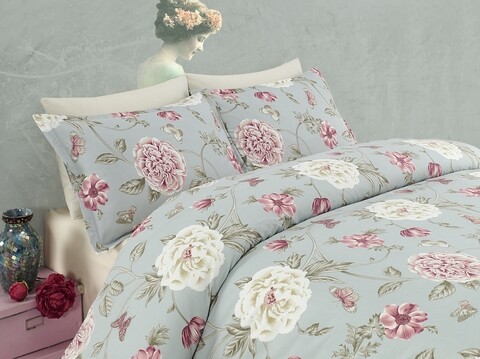 Lenjerie de pat dubla, Eponj Home, Sandiego Mint, 4 piese, amestec bumbac, multicolor Eponj Home