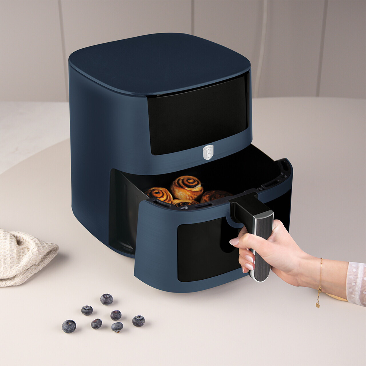 Friteuza cu aer cald si fereastra Berlinger Haus, Deep Sea, 5 L, 1400W, albastru mat/gri - imagine 3