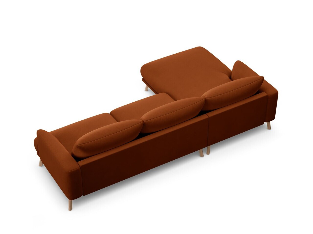 Coltar stanga 4 locuri, Naomi, Micadoni Home, 285x170x75 cm, catifea, teracota — imaginea 4