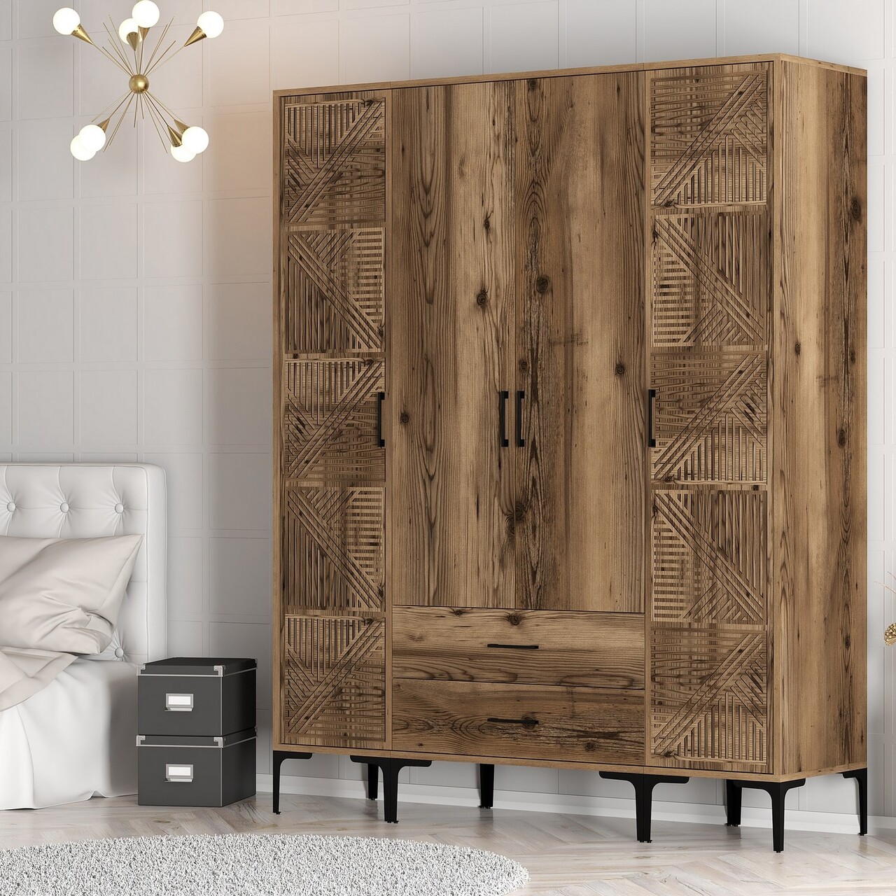 Dulap pentru haine, Hommy Craft, Kumsal PTP, 160x47.5x201.4 cm, PAL, Maro - 2 | YEO