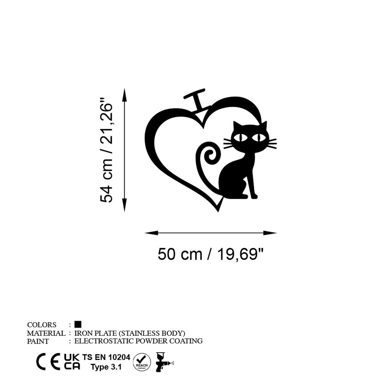 Decoratiune de perete, Cat 4, Dimensiune: 50 x 54 cm, Negru — imaginea 6