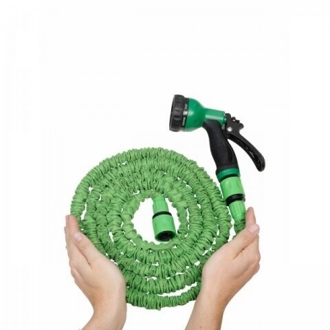 Furtun extensibil Green Jocca, 7.5 m, latex/poliester, verde