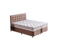 Saltea dubla, Base & Headboard, Niron, Helen, 180x38x200 cm, Cadru: OȚEL, Maro deschis